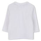 Younger Boys White Logo Long Sleeve Top, 4, hi-res