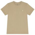 Boys Beige Logo T-Shirt, 1, hi-res