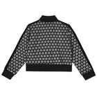 Girls Black & Silver Logo Zip Up Top, 1, hi-res