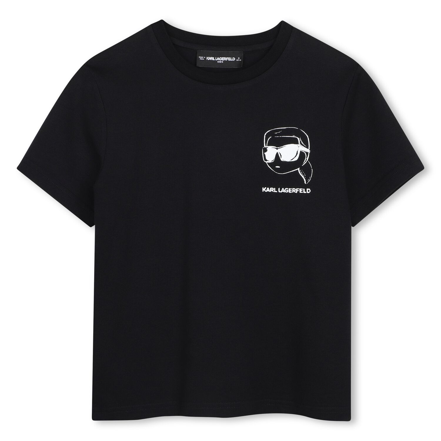 Boys Mini Me Black Ikonik Karl T-Shirt, 1, hi-res