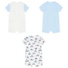 Baby Boys Blue & White Rompers (3 Pack), 2, hi-res