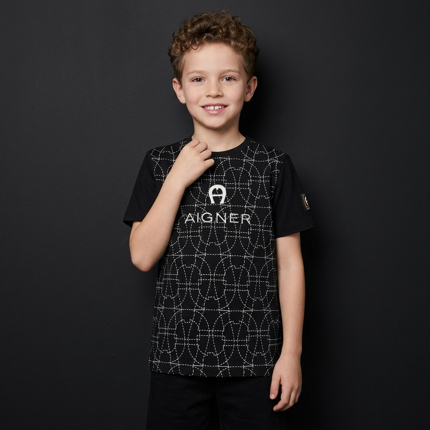 Boys Black Logo T-Shirt, 2, hi-res