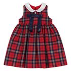 Younger Girls Red & Navy Blue Tartan Dress, 1, hi-res