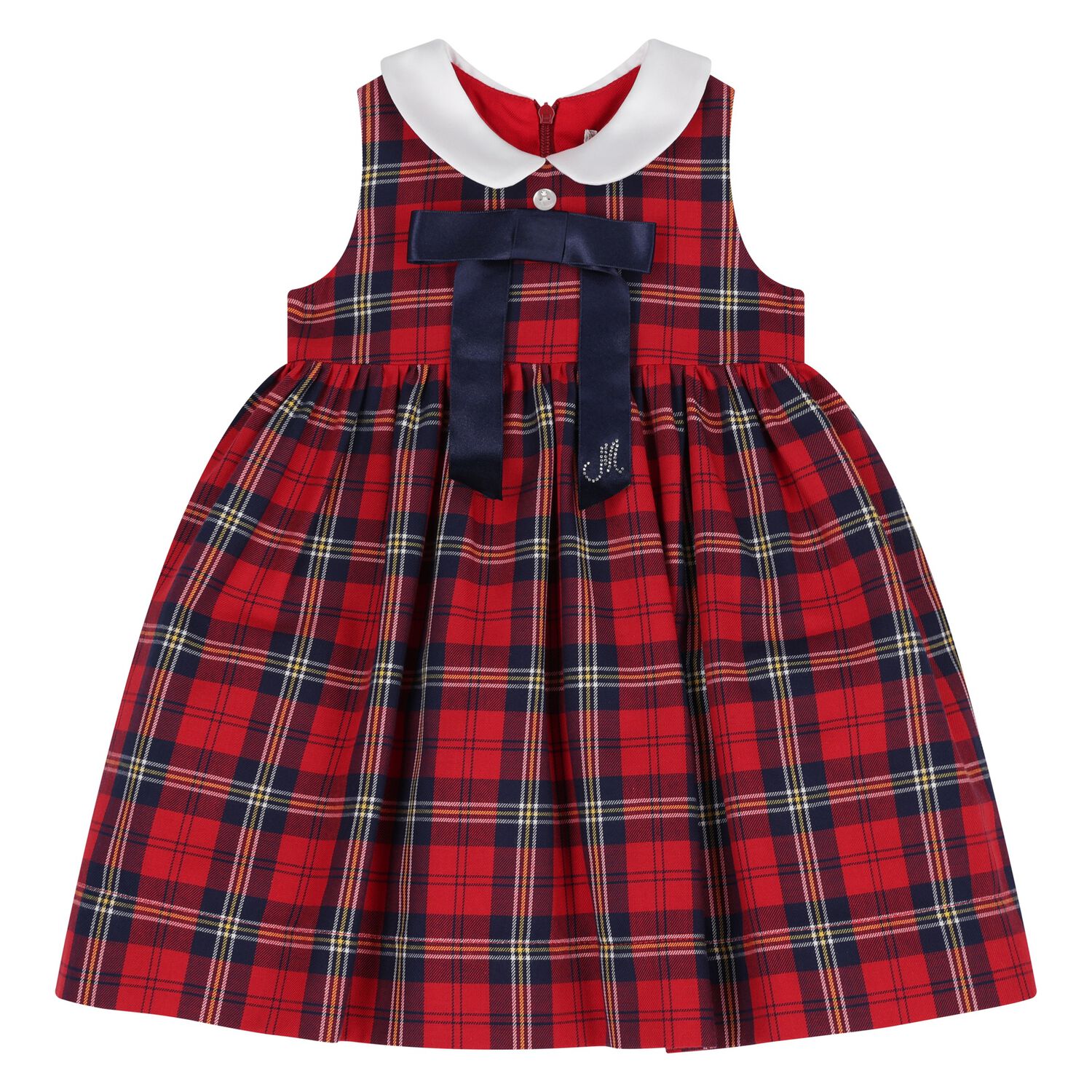 Younger Girls Red & Navy Blue Tartan Dress, 1, hi-res