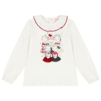 Girls Ivory Long Sleeve Top