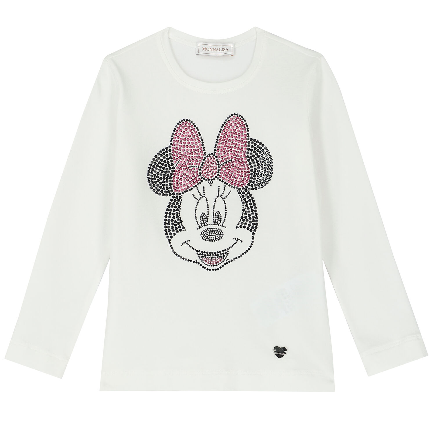 Girls Ivory Minnie Mouse Long Sleeve Top, 1, hi-res image number null