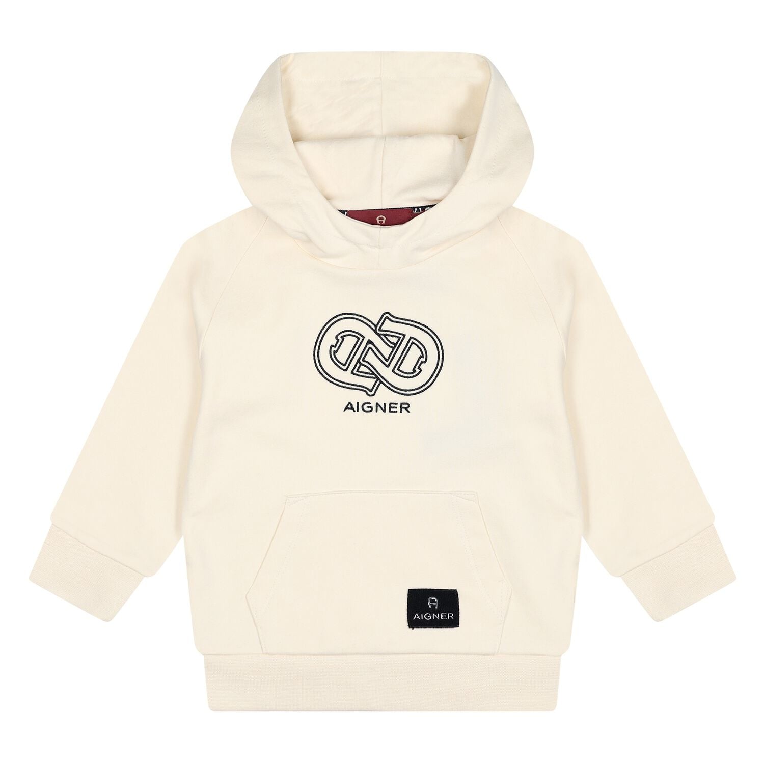 Younger Boys Beige Logo Hooded Top, 2, hi-res
