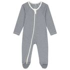 Baby Boys White & Navy Blue Babygrows ( 2 Pack ), 7, hi-res