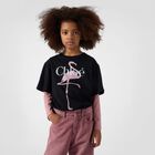 Girls Black Flamingo Logo T-Shirt, 1, hi-res