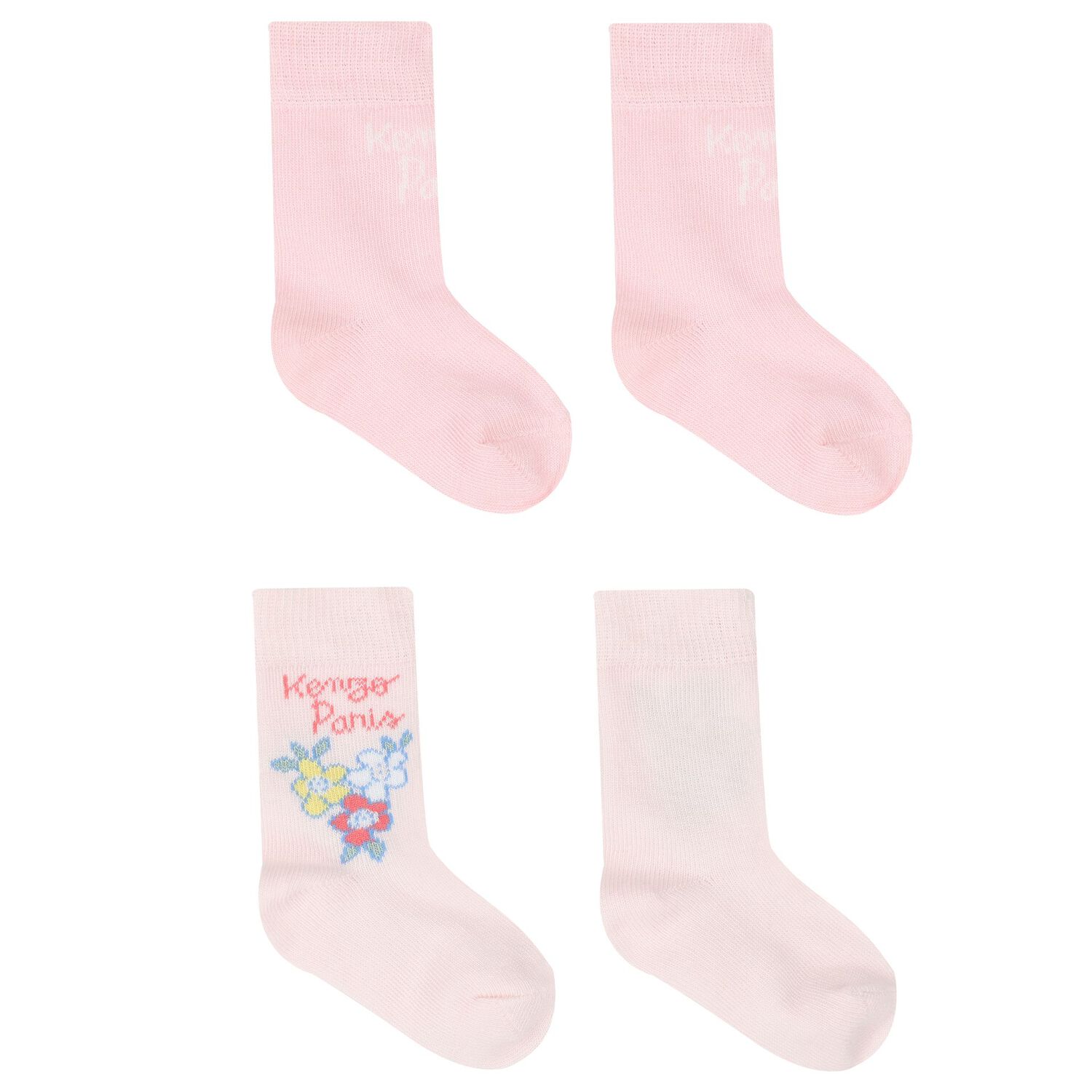 Baby Girls Pink Logo Socks ( 2-Pack ), 1, hi-res