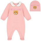 Pink Teddy Bear Logo Babygrow Gift Set, 1, hi-res