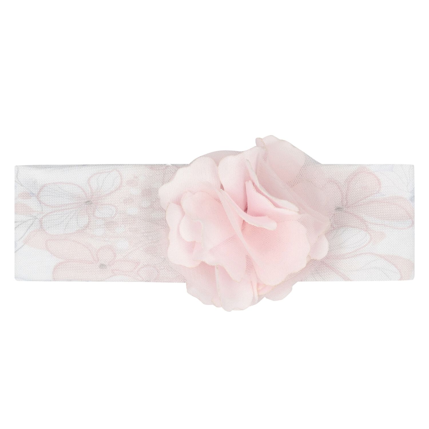 Baby Girls White & Pink Floral Headband, 1, hi-res