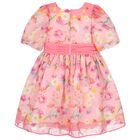 Girls Pink Floral Chiffon Dress, 2, hi-res