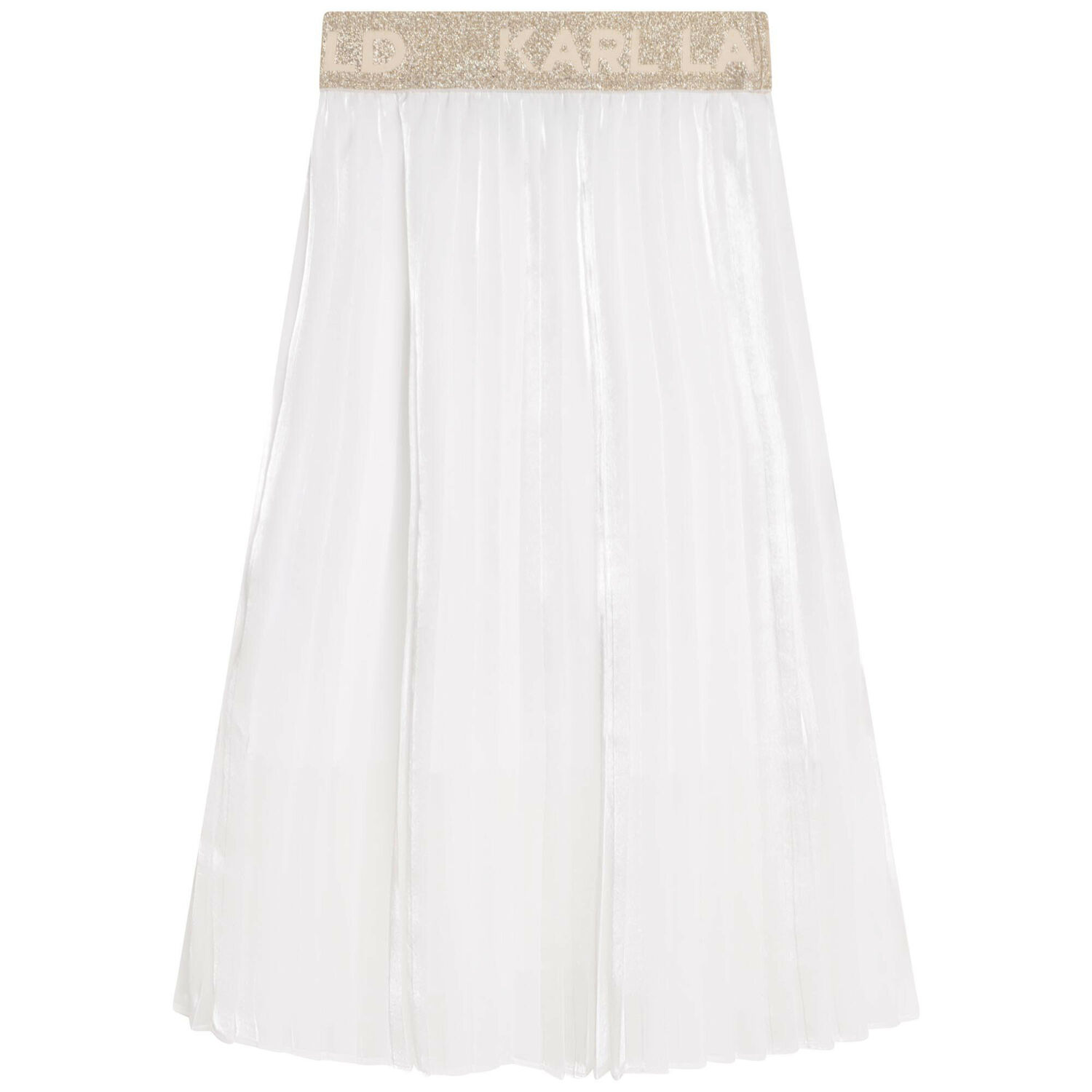 Girls White Pleated Logo Skirt, 1, hi-res image number null
