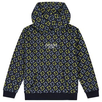 Guess Boys Navy Blue Logo Hooded Top, 1 Boys Navy Blue Logo Hooded Top