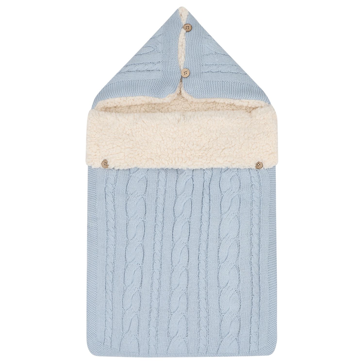 Baby Boys Blue & Ivory Cable Knit Nest, 3, hi-res