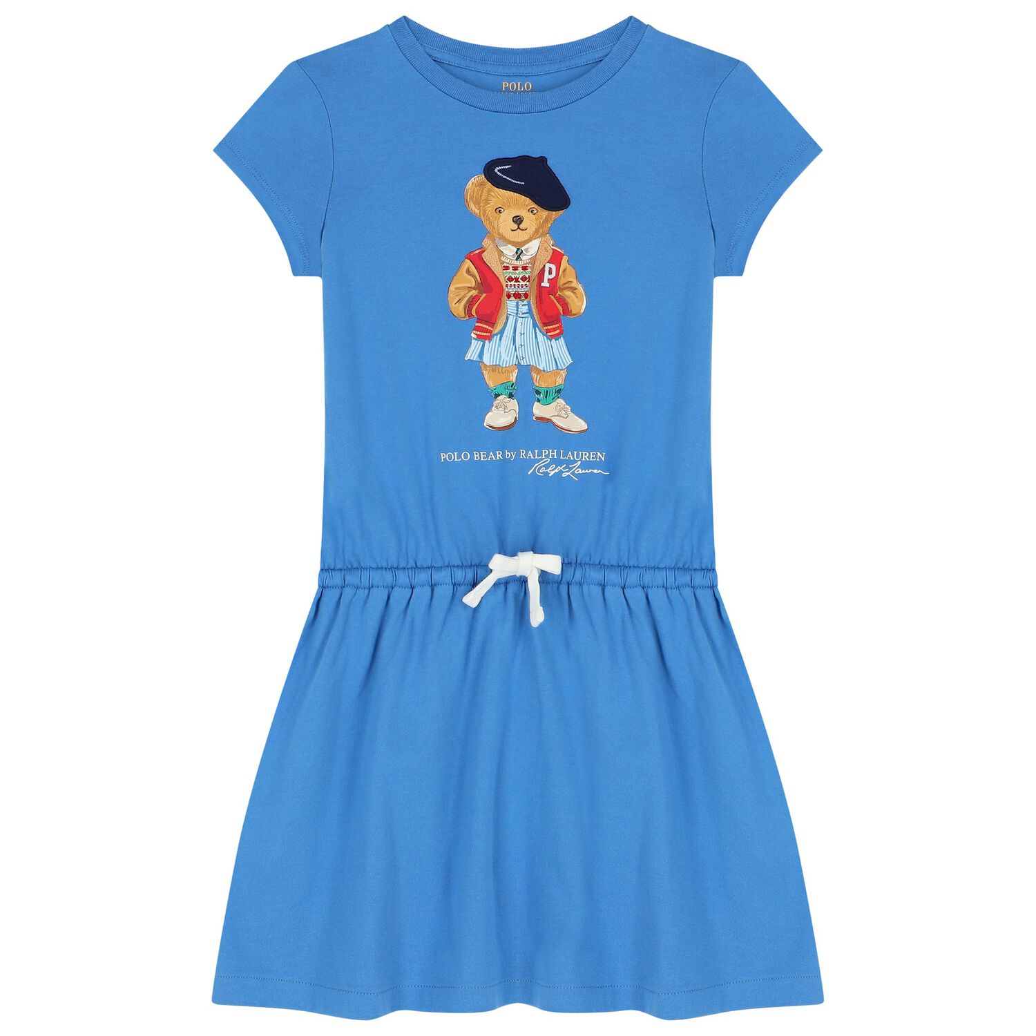 Girls Blue Polo Bear Dress, 1, hi-res image number null