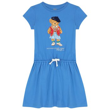 Girls Blue Polo Bear Dress