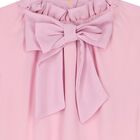 Girls Pink Chiffon Bow Dress, 1, hi-res