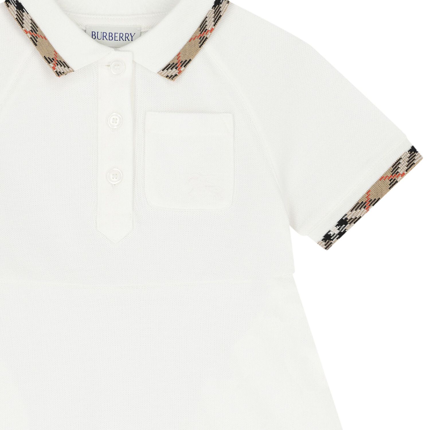Younger Girls White Check Polo Dress, 1, hi-res