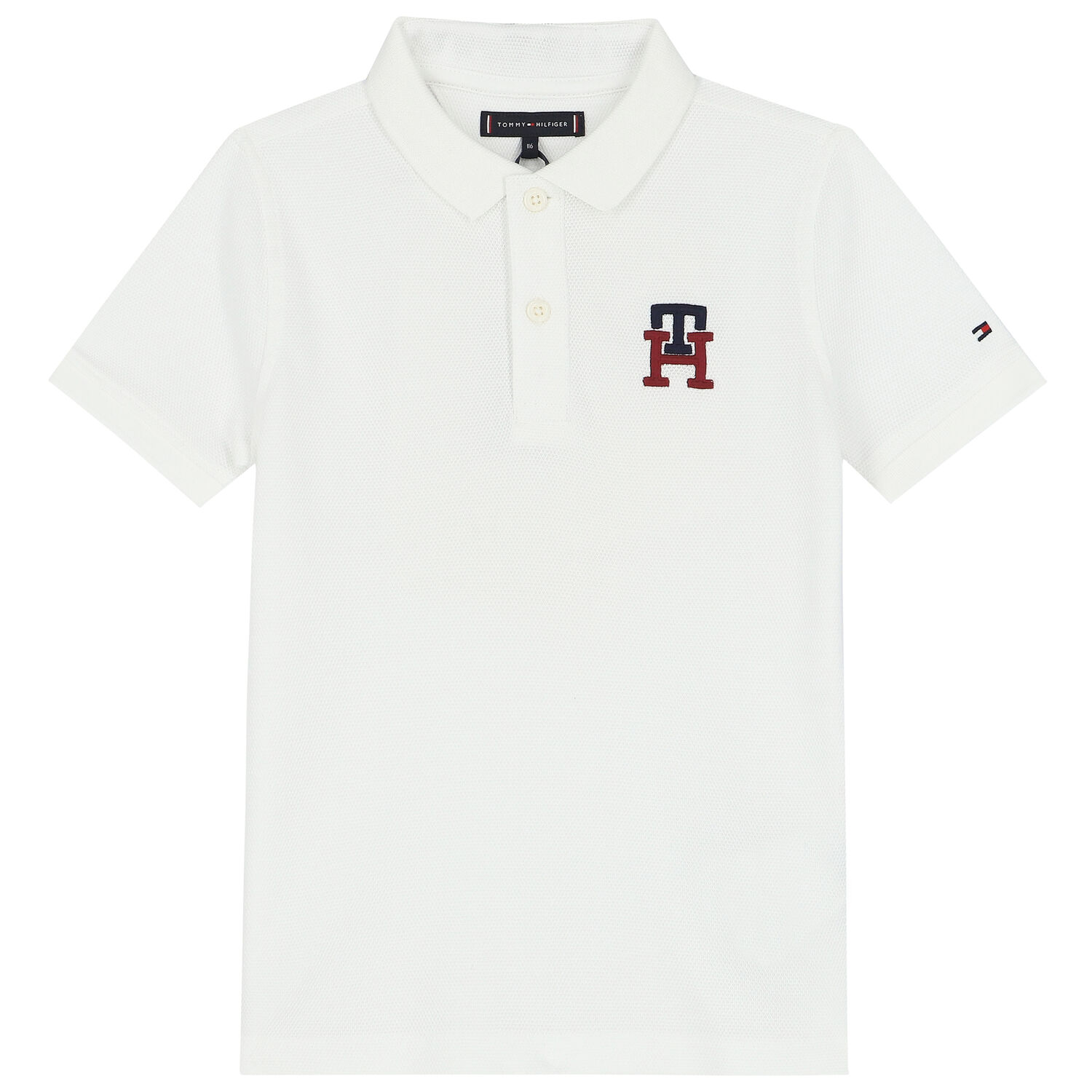 Boys White Logo Polo Shirt, 1, hi-res