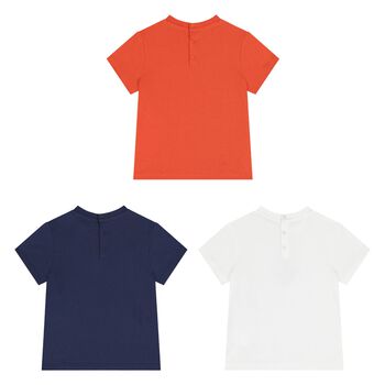 Baby Boys Navy Blue, Ivory & Orange T-Shirts (3 Pack)