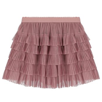 Girls Pink Tulle Pleated Skirt