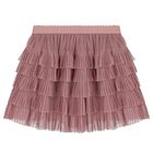 Girls Pink Tulle Pleated Skirt, 2, hi-res