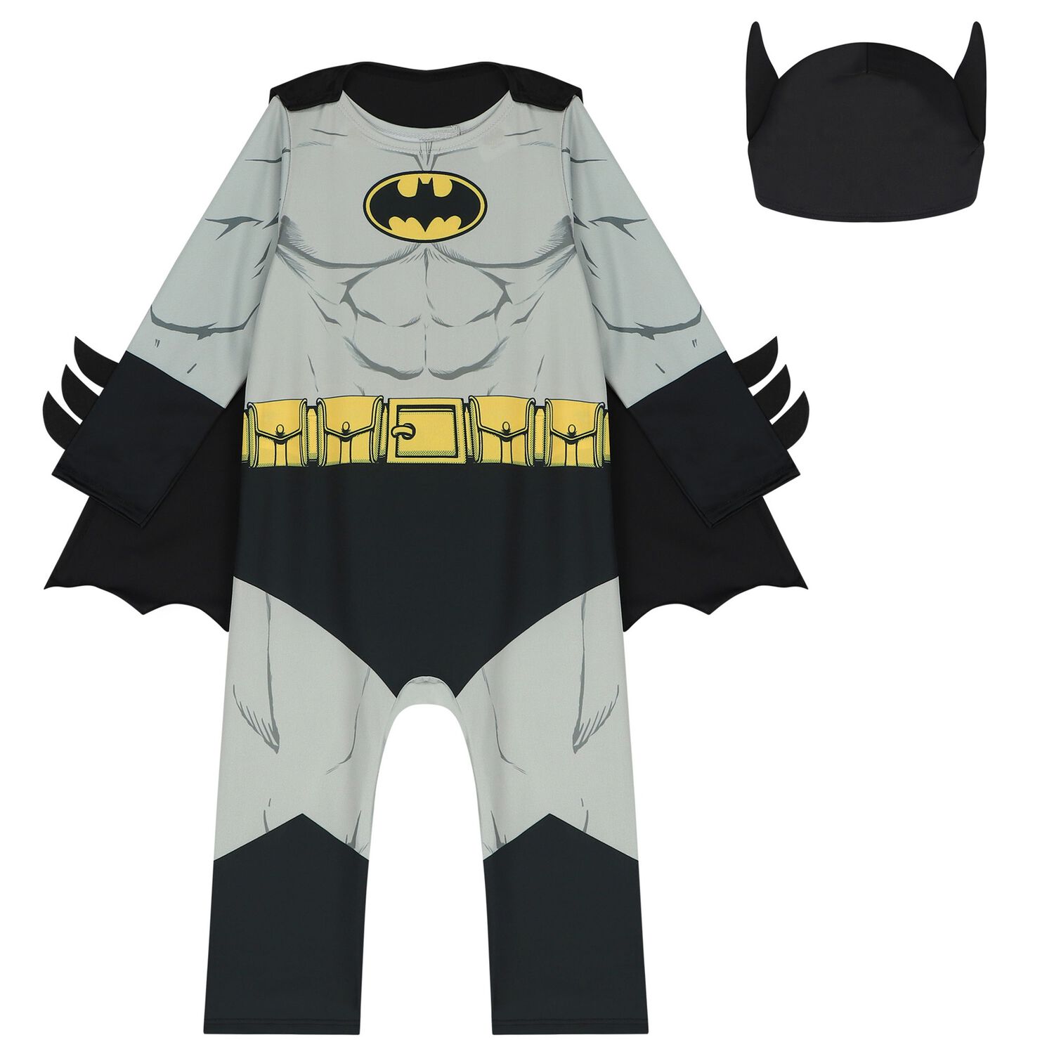 Younger Boys Black & Grey Batman Costume, 1, hi-res