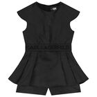 Girls Black Logo Jacquard Playsuit, 1, hi-res