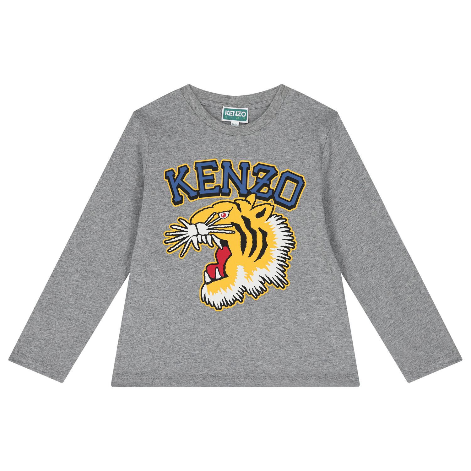 Boys Grey Tiger Logo Long Sleeve Top, 2, hi-res