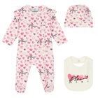 Baby Girls Ivory & Pink Logo Babygrow Set, 1, hi-res