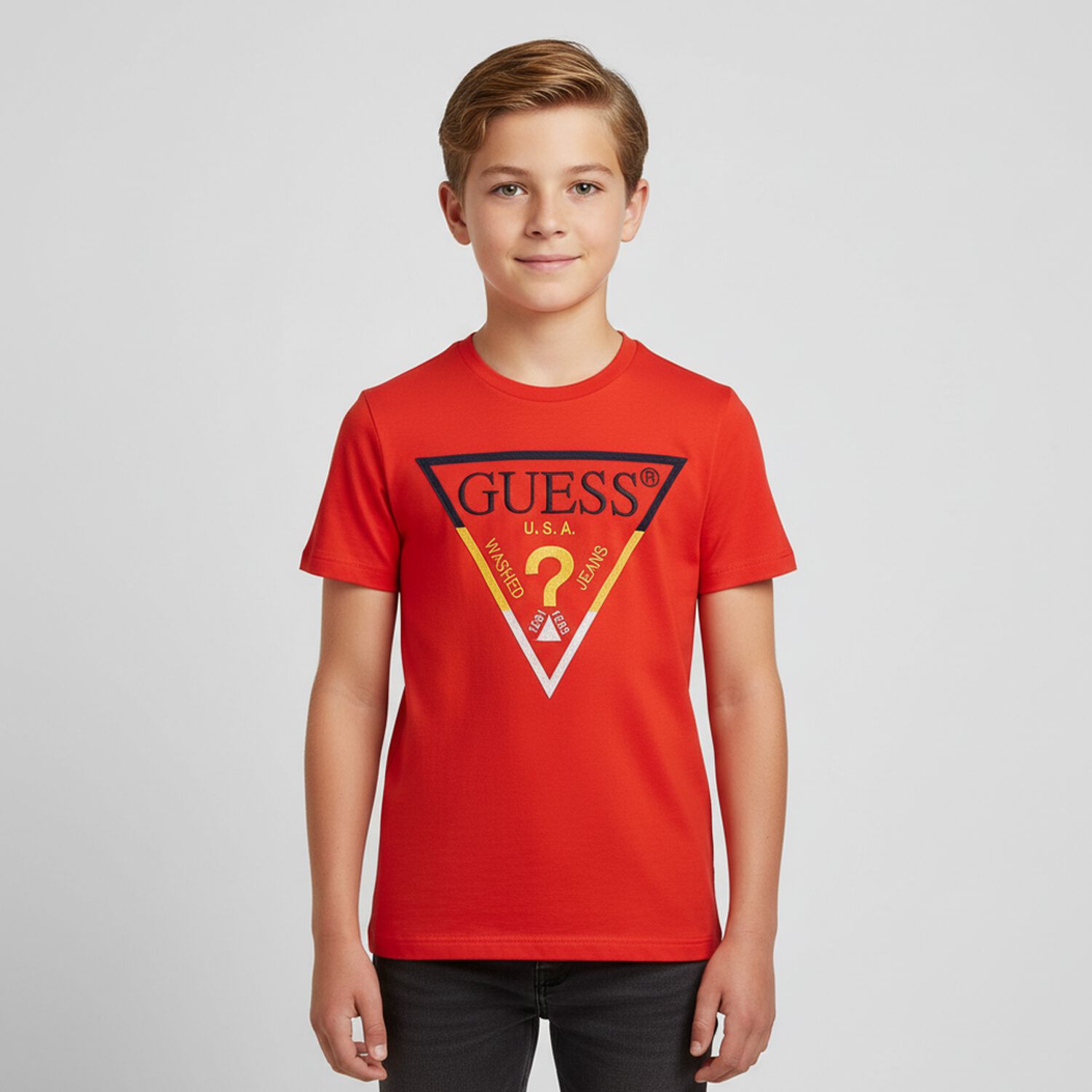 Boys Red Logo T-Shirt, 3, hi-res image number null