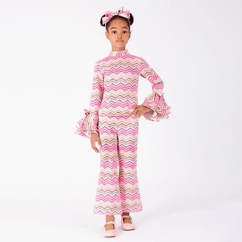 Girls Pink Bow Zigazag Headband