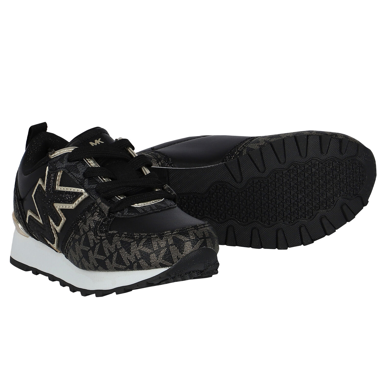 Girls Black Logo Trainers, 1, hi-res