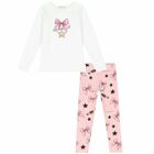 Girls White & Pink Bow Leggings Set, 1, hi-res