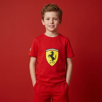 Boys Red Ferrari Logo T-Shirt