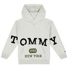 Boys Ivory Logo Hooded Top, 1, hi-res