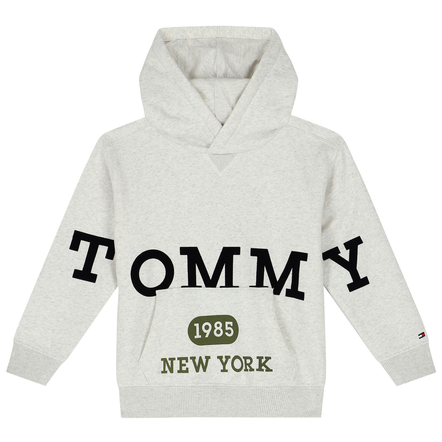 Boys Ivory Logo Hooded Top, 1, hi-res