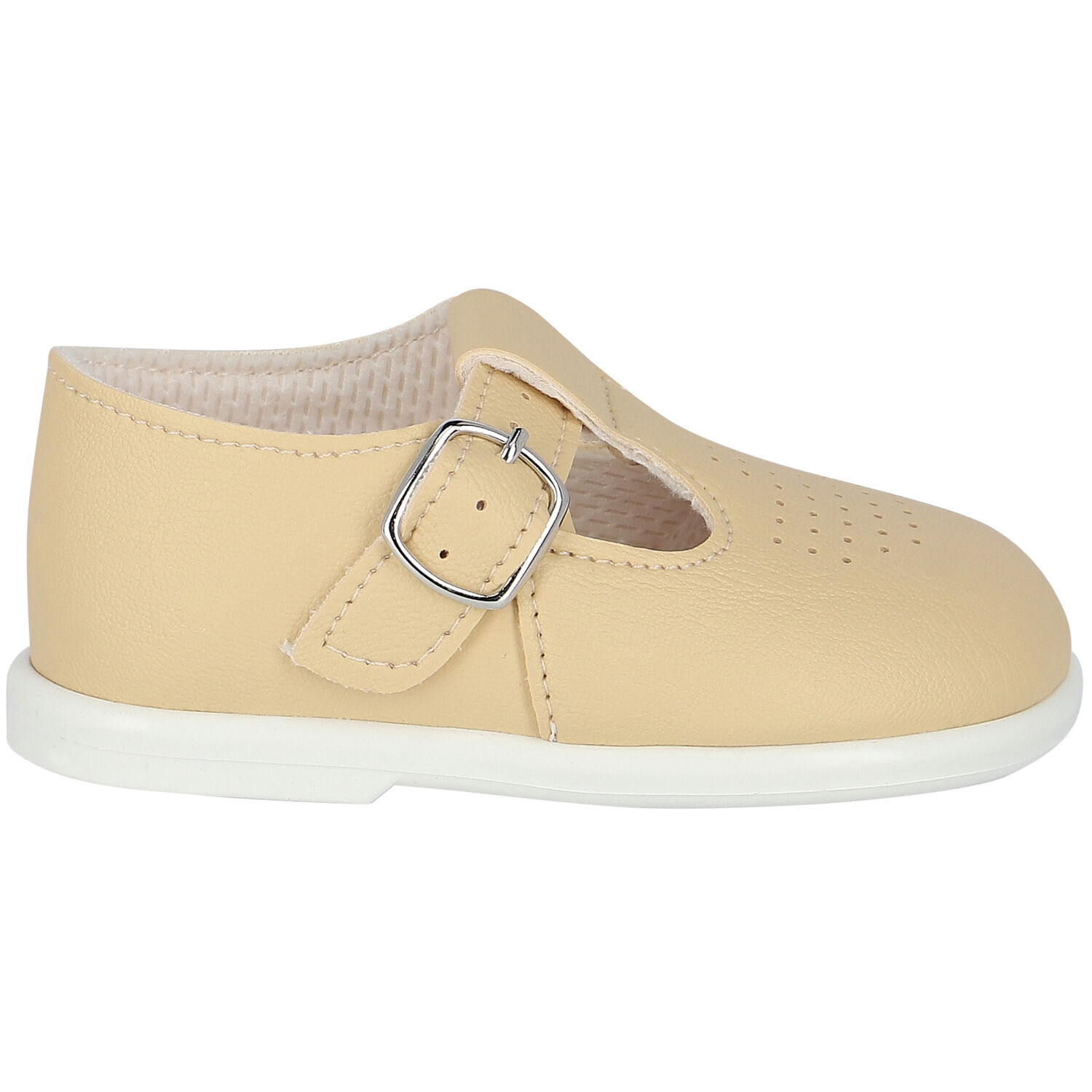Baby Boys Beige Leather Shoes, 3, hi-res image number null