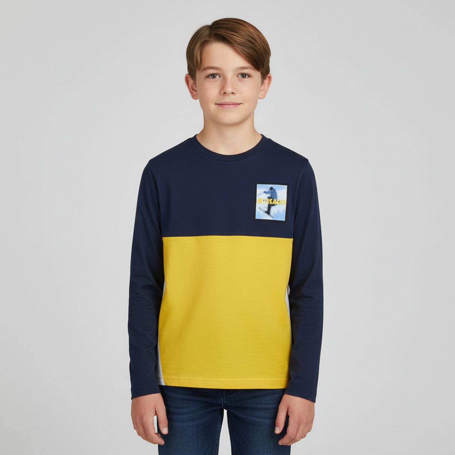 Boys Blue, Yellow & Black Long Sleeve Top ( 2-Pack ), 1, hi-res image number null