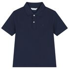 Boys Navy Blue Logo Polo Shirt, 6, hi-res