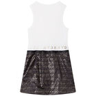 Girls White & Gold Reversible Skirt Dress, 2, hi-res