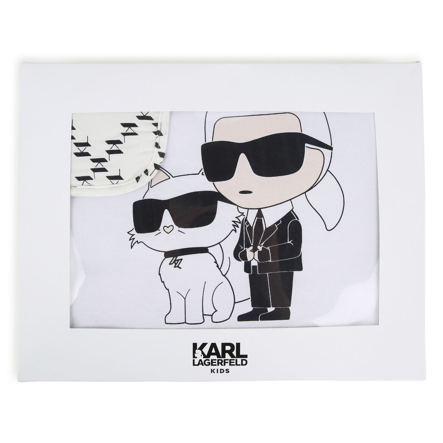 Ivory & Black Monogram Logo Baby Blanket, 1, hi-res