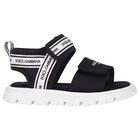 Black & White Younger Logo Velcro Sandals, 1, hi-res