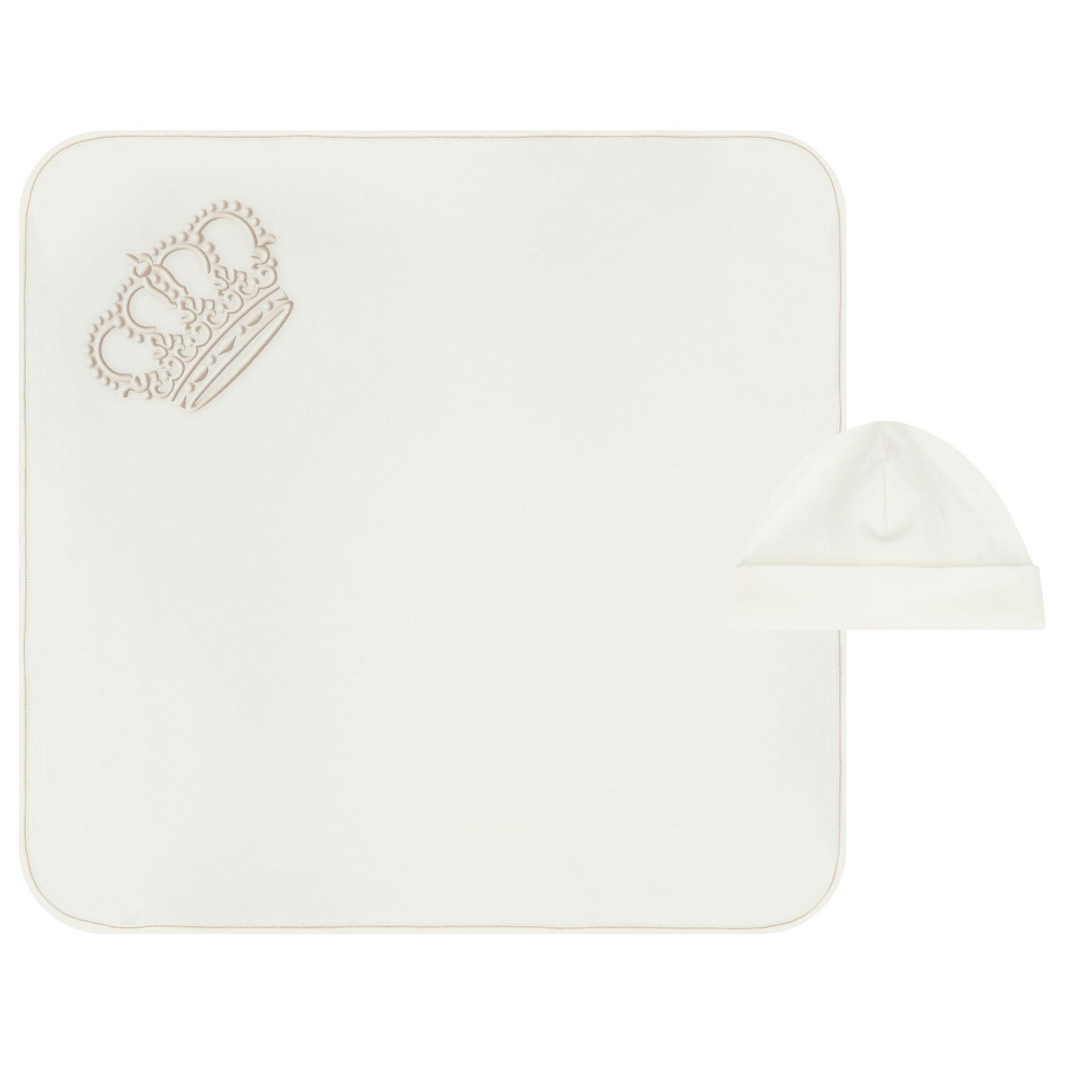 Baby Boys Ivory Crown Blanket & Hat Set, 1, hi-res image number null