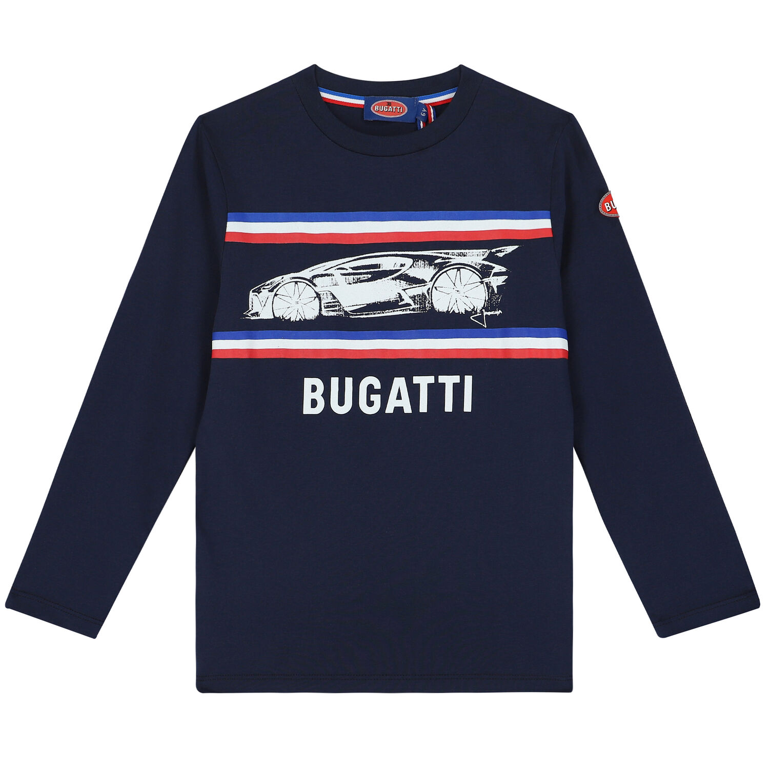 Boys Navy Logo Long Sleeve Top, 1, hi-res image number null