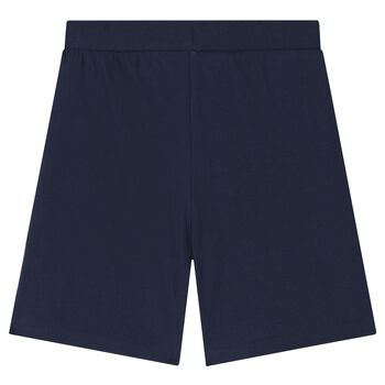 Boys White & Navy Blue Shorts Set