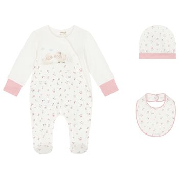 Baby Girls White & Pink Babygrow Gift Set