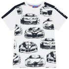 Boys White & Navy Blue Logo T-Shirt, 1, hi-res